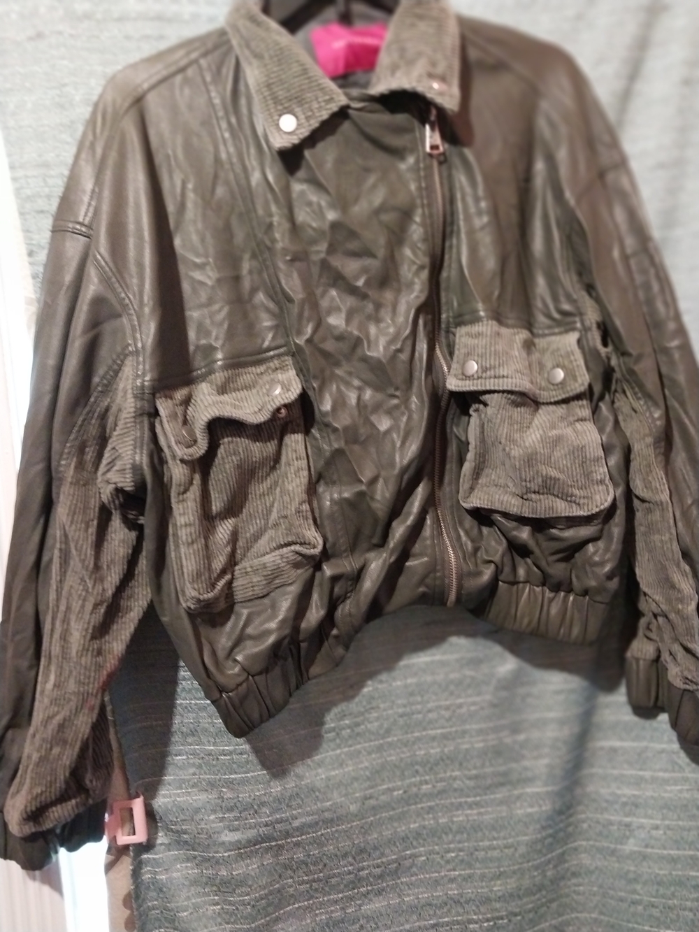 Signature by Levi Strauss Olive Green Bomber Jacket with Corduroy Pockets